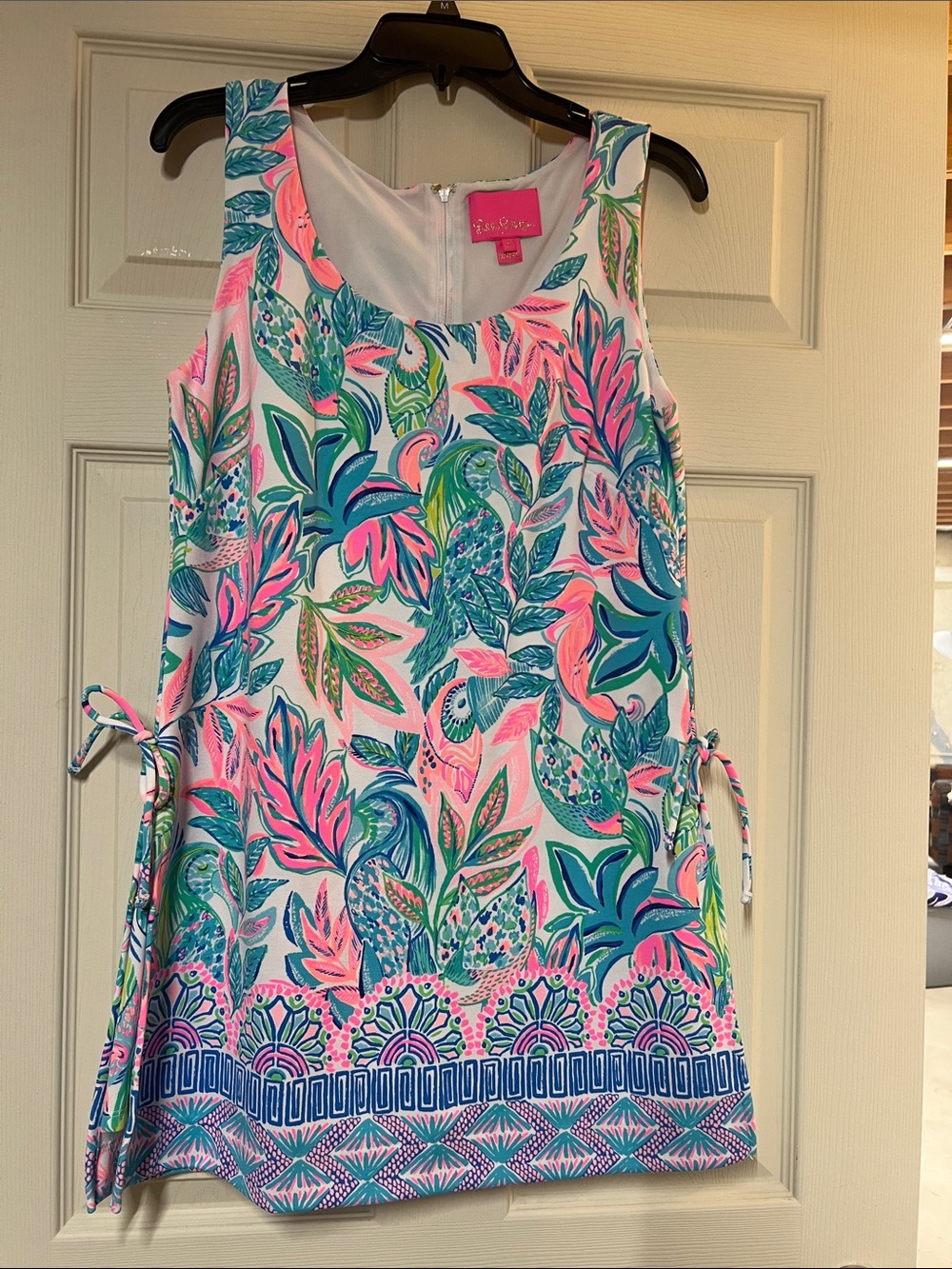 Lilly Pulitzer Floral Tropical Tie-Side Shift Dress - Blue, Pink, Aqua